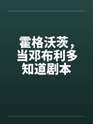 霍格沃茨，当邓布利多知道剧本封面